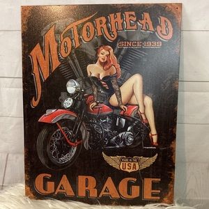Legend Studio MotorHead Garage Metal Sign Made in U.S.A. Motorcycle Sexy Lady